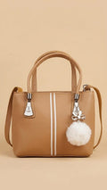 Women's Mini Tote Handbag with Pom Pom Charm | Stylish Crossbody Shoulder Bag