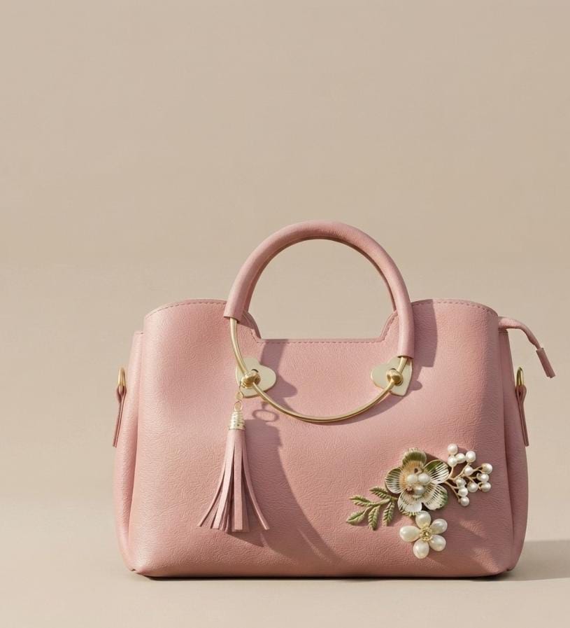 Floral Charm Embellished Designer Handbag 🌸✨