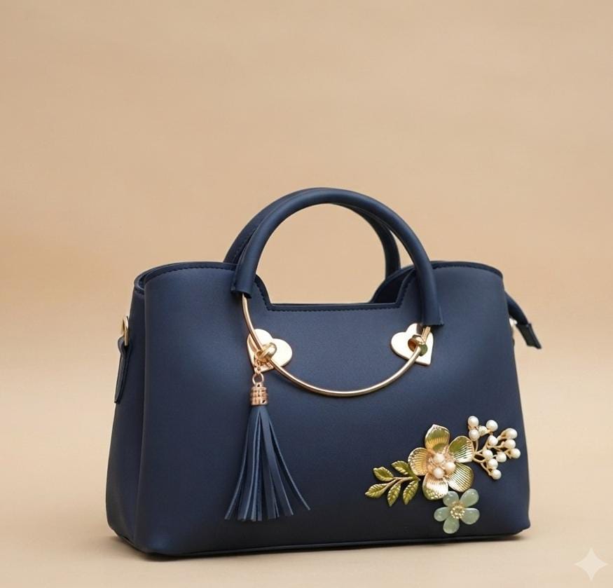 Floral Charm Embellished Designer Handbag 🌸✨