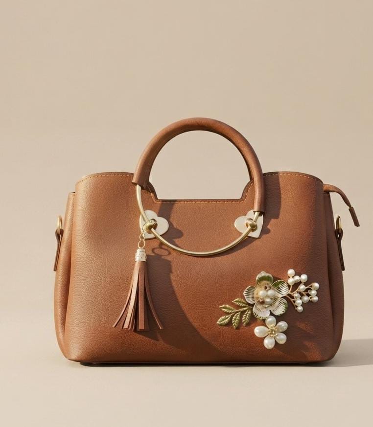 Floral Charm Embellished Designer Handbag 🌸✨