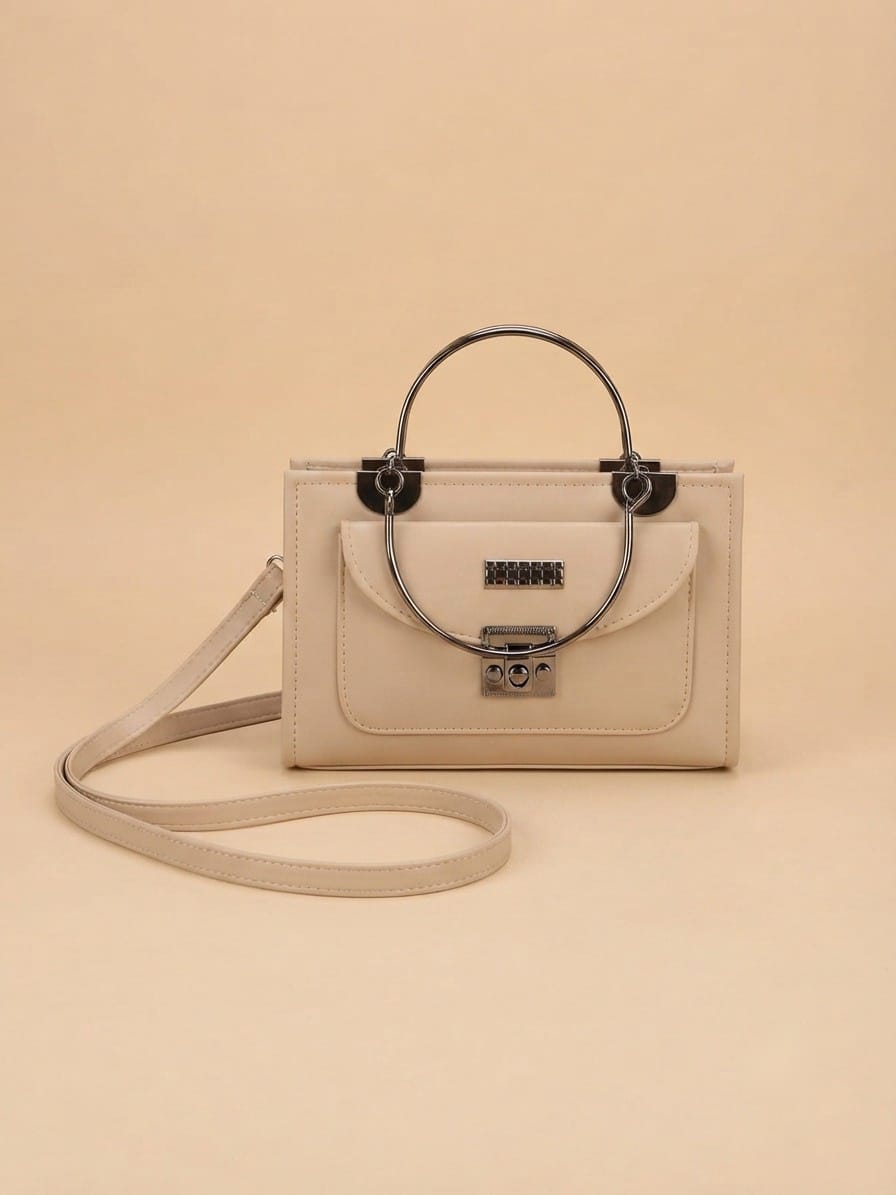 Metal Ring Handle Structured Handbag ✨💼