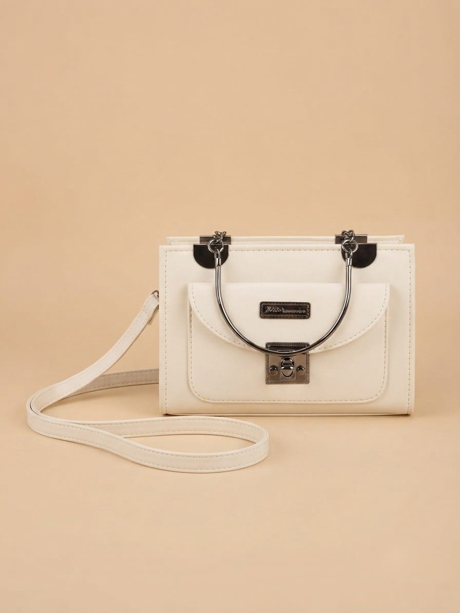 Metal Ring Handle Structured Handbag ✨💼