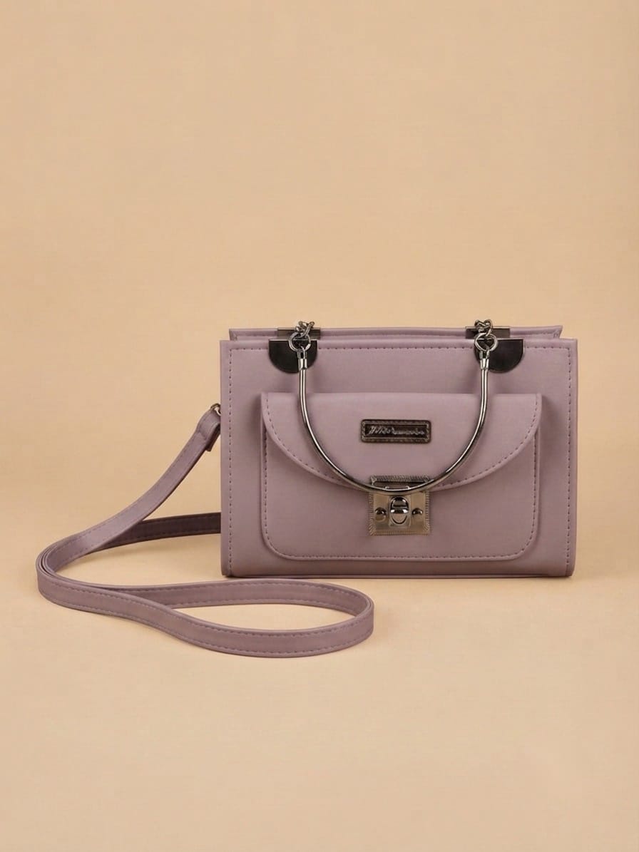 Metal Ring Handle Structured Handbag ✨💼