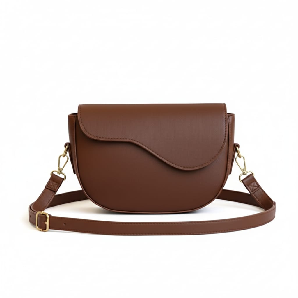 Elegant Half-Moon Crossbody Shoulder Bag – Premium PU Leather