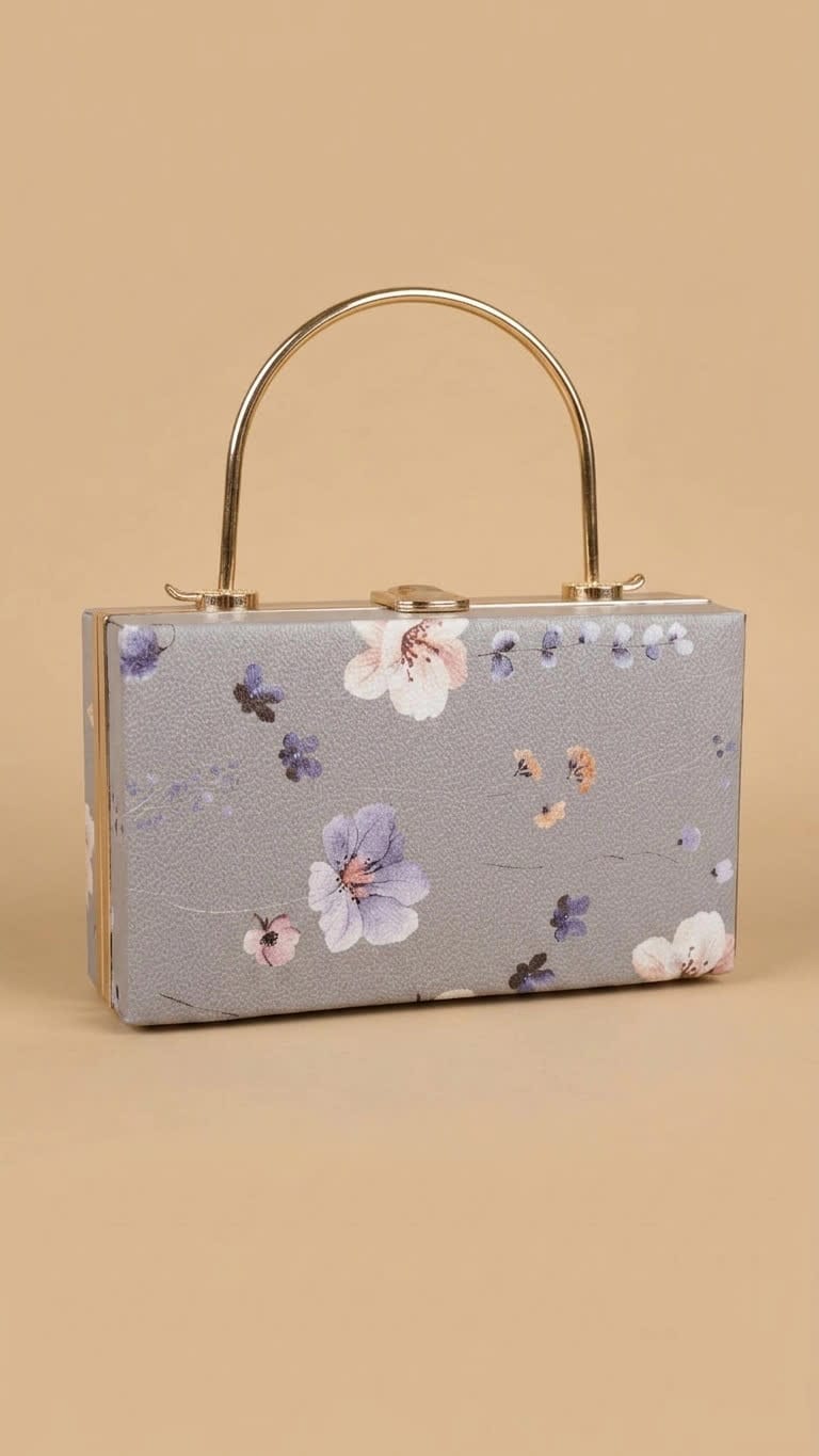 Elegant Floral Box Clutch Bag for Women | Premium Evening Party Handbag