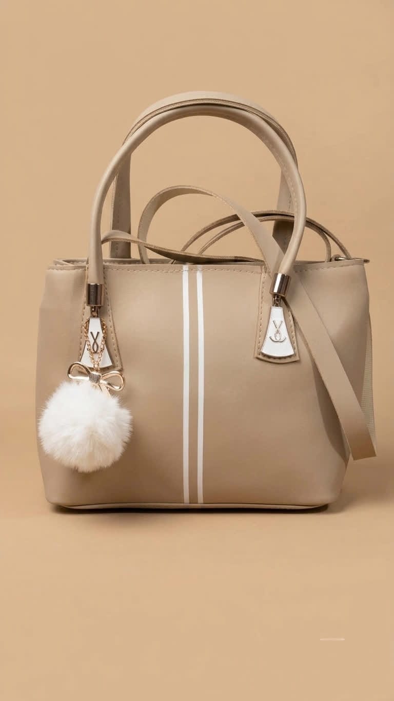 Women's Mini Tote Handbag with Pom Pom Charm | Stylish Crossbody Shoulder Bag