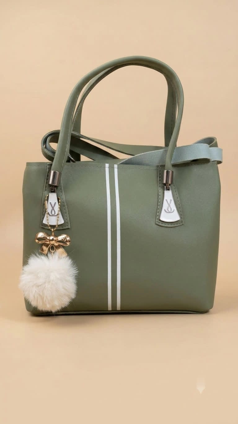 Women's Mini Tote Handbag with Pom Pom Charm | Stylish Crossbody Shoulder Bag